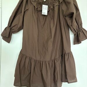 H&M Brown Ruffled Mini Dress
